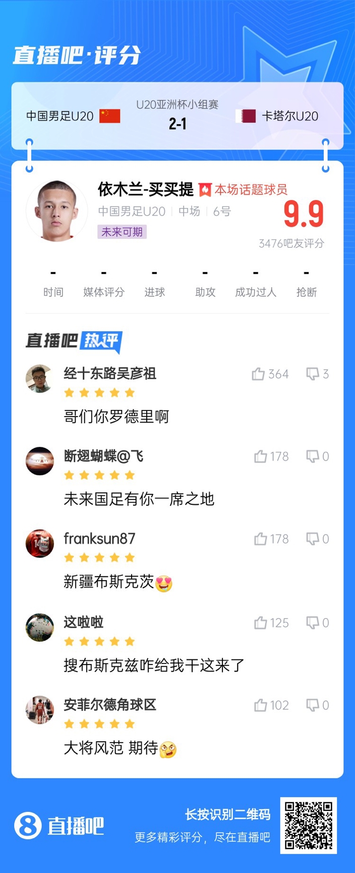  依木蘭+陳澤仕泰山中場連線！19歲依木蘭獲封：新疆布斯克茨！