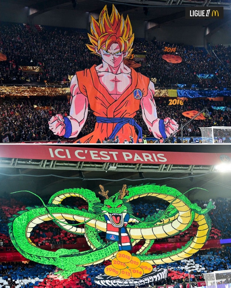  逝世一周年，法甲官推曬昔日巴黎主場龍珠TIFO：鳥山明經(jīng)典永存