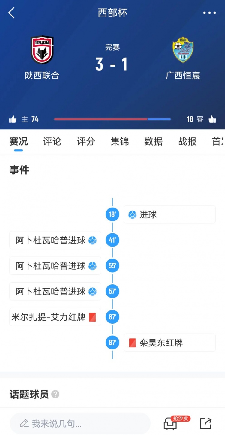  陜西聯(lián)合3-1擊敗廣西恒宸，三戰(zhàn)全勝奪得首屆西部杯冠軍